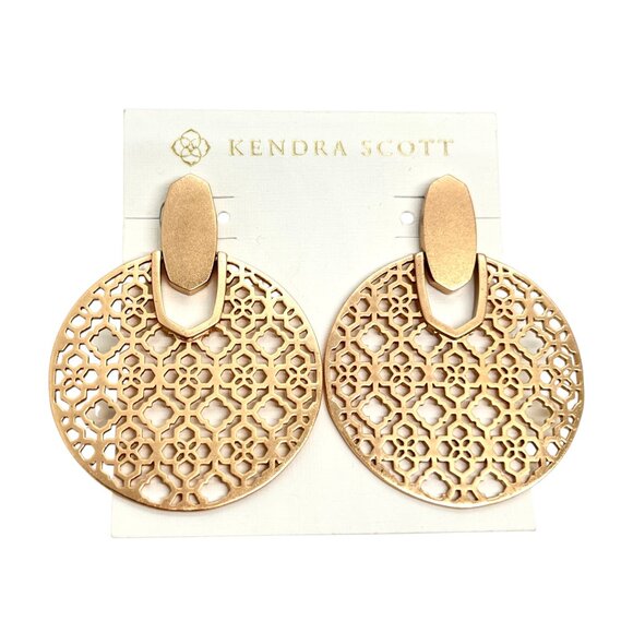 KENDRA SCOTT DIDI ROSE GOLD FILIGREE STATEMENT ROUND DROP EARRINGS NWT NORDSTROM - Picture 1 of 12